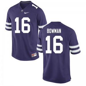 Men's Kansas State Wildcats Derek Bowman #16 Football Purple Jerseys 431851-741