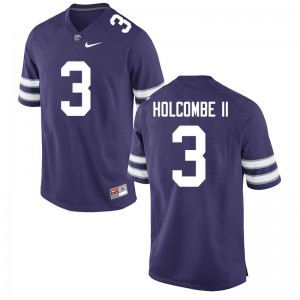 Mens Kansas State Wildcats John Holcombe II #3 Purple Stitched Jerseys 808471-671