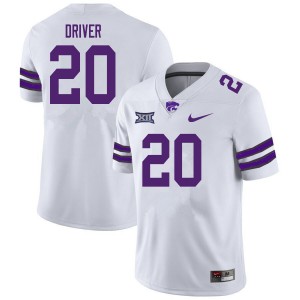 Men's Kansas State Wildcats Ben Driver #20 White Embroidery Jersey 315159-880