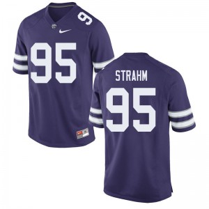 Mens Kansas State Wildcats Elliott Strahm #95 Stitch Purple Jersey 745489-178
