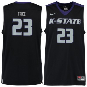Men Kansas State Wildcats Austin Trice #23 Black Stitch Jersey 273422-615