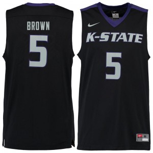 Men Kansas State Wildcats Barry Brown #5 University Black Jersey 373373-599