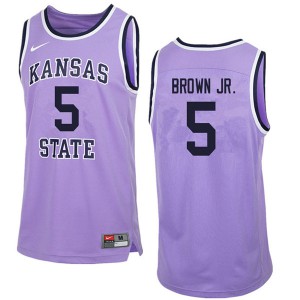 Mens Kansas State Wildcats Barry Brown Jr. #5 Purple Retro Basketball Jersey 334359-141