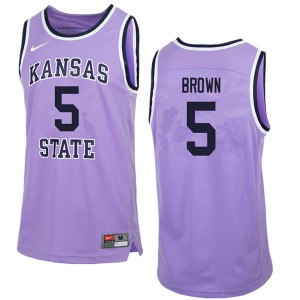 Men's Kansas State Wildcats Barry Brown #5 College Retro Purple Jersey 398416-121