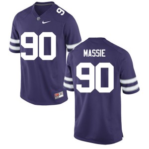 Mens Kansas State Wildcats Bronson Massie #90 Stitch Purple Jersey 378456-220