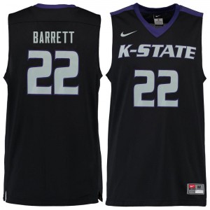 Mens Kansas State Wildcats Ernie Barrett #22 Black Stitch Jersey 255311-465
