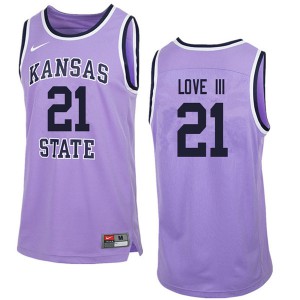 Men's Kansas State Wildcats James Love III #21 College Purple Retro Jerseys 149483-214