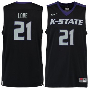 Mens Kansas State Wildcats James Love #21 Black University Jersey 668257-649