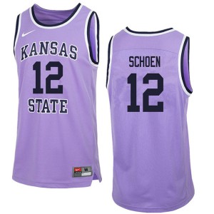 Mens Kansas State Wildcats Mason Schoen #12 Embroidery Purple Retro Jersey 369291-197
