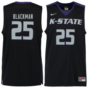 Men Kansas State Wildcats Rolando Blackman #25 Stitch Black Jersey 401071-432
