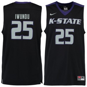 Men's Kansas State Wildcats Wesley Iwundu #25 Black Official Jerseys 146495-345