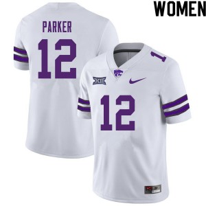 Womens Kansas State Wildcats AJ Parker #12 Stitch White Jerseys 940744-320