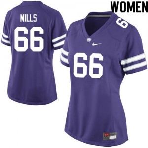 Women Kansas State Wildcats Aidan Mills #66 Purple Stitched Jerseys 495797-735