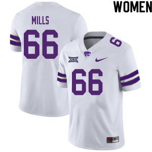 Women's Kansas State Wildcats Aidan Mills #66 Official White Jersey 390876-527
