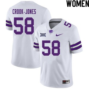 Women Kansas State Wildcats Cartez Crook-Jones #58 Stitched White Jersey 158000-315