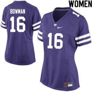 Women Kansas State Wildcats Derek Bowman #16 Official Purple Jerseys 252254-801