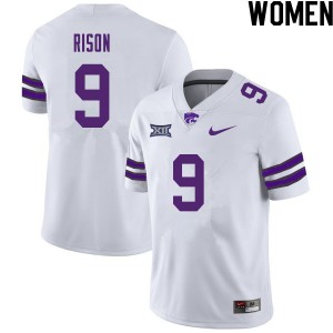 Womens Kansas State Wildcats Hunter Rison #9 White Football Jersey 435114-743