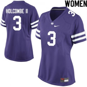 Women Kansas State Wildcats John Holcombe II #3 NCAA Purple Jerseys 304714-476