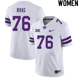 Women Kansas State Wildcats Josh Rivas #76 White Stitch Jerseys 990808-238