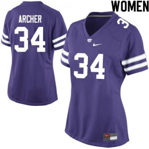 Womens Kansas State Wildcats Levi Archer #34 Purple Stitch Jerseys 433228-334