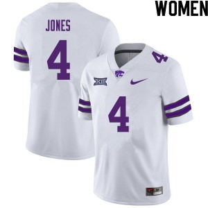 Women Kansas State Wildcats Wayne Jones #4 Stitched White Jersey 553508-203