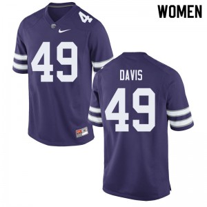 Women Kansas State Wildcats Adam Davis #49 Purple Stitched Jerseys 921016-868