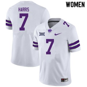 Women Kansas State Wildcats Bart Harris #7 University White Jersey 268033-704