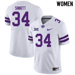 Women's Kansas State Wildcats Ben Sinnott #34 White NCAA Jerseys 492158-319