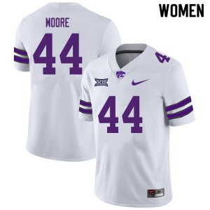 Womens Kansas State Wildcats Christian Moore #44 Embroidery White Jerseys 411052-494