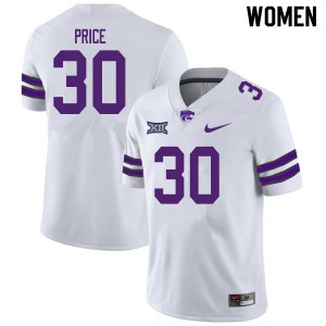 Women Kansas State Wildcats Clyde Price #30 Embroidery White Jerseys 800553-938