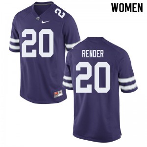Women Kansas State Wildcats D.J. Render #20 Official Purple Jersey 909285-803