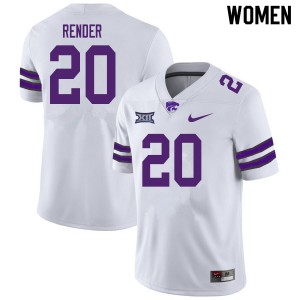 Women's Kansas State Wildcats D.J. Render #20 White Stitch Jerseys 450540-645