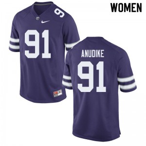 Women's Kansas State Wildcats Felix Anudike #91 Purple College Jerseys 318552-297