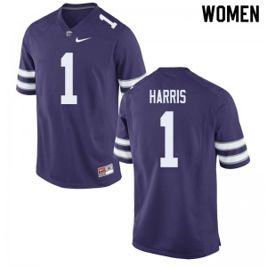 Women Kansas State Wildcats Jay Harris #1 Purple NCAA Jerseys 286385-127