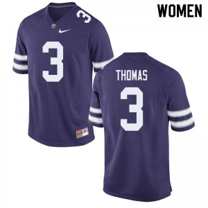 Women's Kansas State Wildcats Kiondre Thomas #3 Purple Alumni Jersey 259713-844