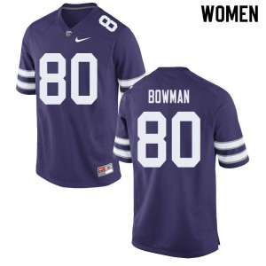Women's Kansas State Wildcats Ty Bowman #80 Purple University Jersey 337148-847