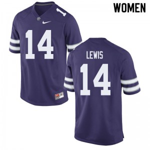 Womens Kansas State Wildcats Tyrone Lewis #14 Stitched Purple Jersey 144039-580