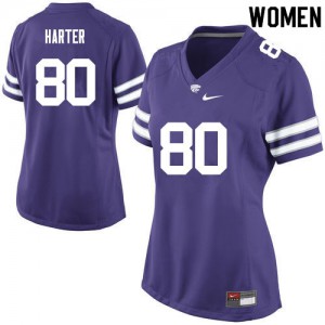 Womens Kansas State Wildcats Adam Harter #80 Stitched Purple Jerseys 645004-513