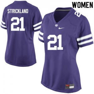 Womens Kansas State Wildcats Carlos Strickland #21 Purple Stitched Jerseys 906503-976