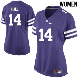 Women Kansas State Wildcats Hunter Hall #14 Football Purple Jerseys 745771-504