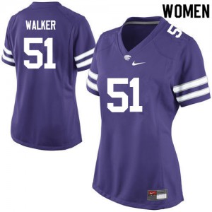 Women's Kansas State Wildcats Reggie Walker #51 Football Purple Jerseys 703190-733