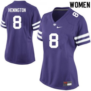 Women's Kansas State Wildcats Ryan Henington #8 Embroidery Purple Jerseys 126314-247