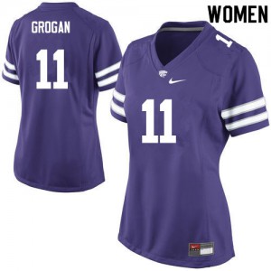 Women's Kansas State Wildcats Steve Grogan #11 Embroidery Purple Jerseys 774292-291