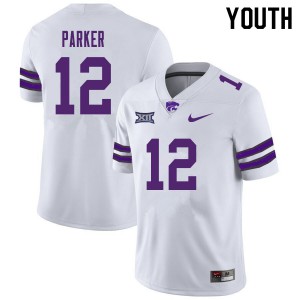 Youth Kansas State Wildcats AJ Parker #12 White Stitched Jersey 271158-321