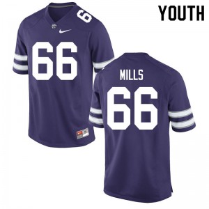 Youth Kansas State Wildcats Aidan Mills #66 Purple Football Jerseys 219665-259