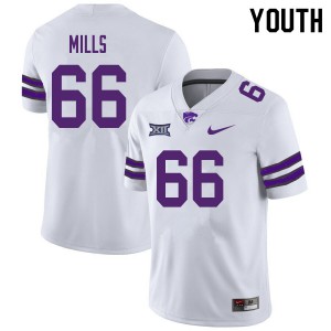 Youth Kansas State Wildcats Aidan Mills #66 White Football Jersey 307088-575
