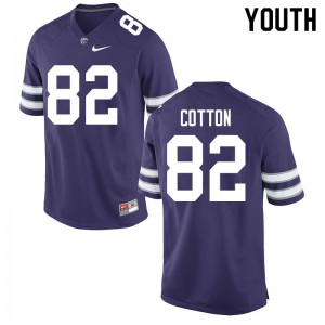 Youth Kansas State Wildcats Cameron Cotton #82 Purple Embroidery Jersey 283380-672