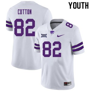 Youth Kansas State Wildcats Cameron Cotton #82 College White Jerseys 784049-625