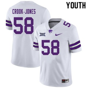 Youth Kansas State Wildcats Cartez Crook-Jones #58 White Embroidery Jerseys 669437-274