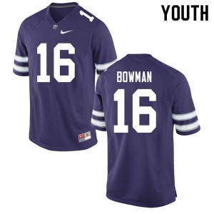 Youth Kansas State Wildcats Derek Bowman #16 Player Purple Jerseys 877752-821